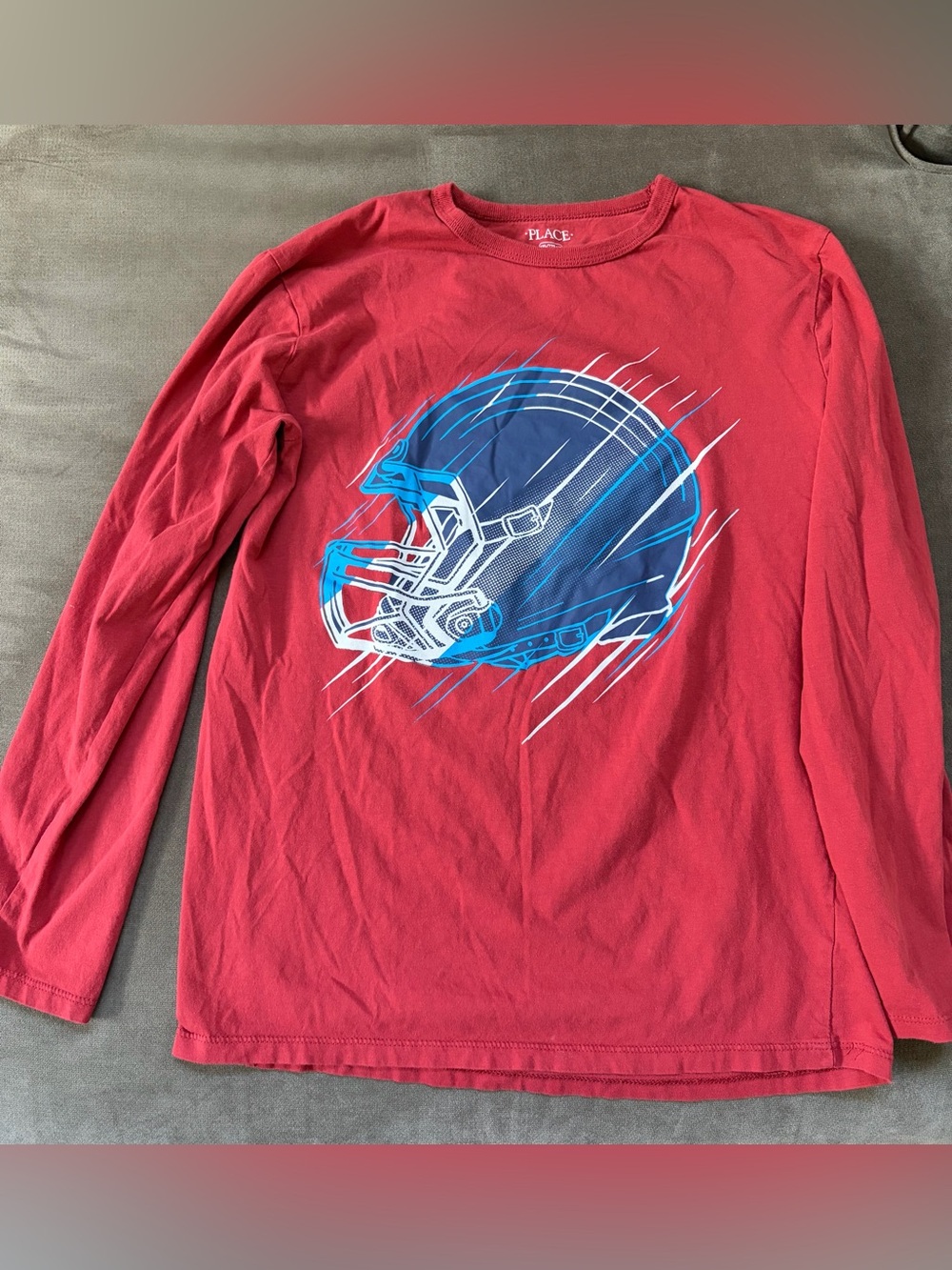 The Children's Place Long Sleeve Tee with Blue Football Graphic